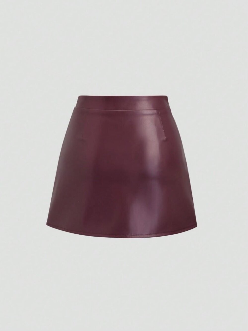 Women's Elegant High Waist Faux Leather Side Slit Flared A-Line Mini Skirt - Picture 2 of 5